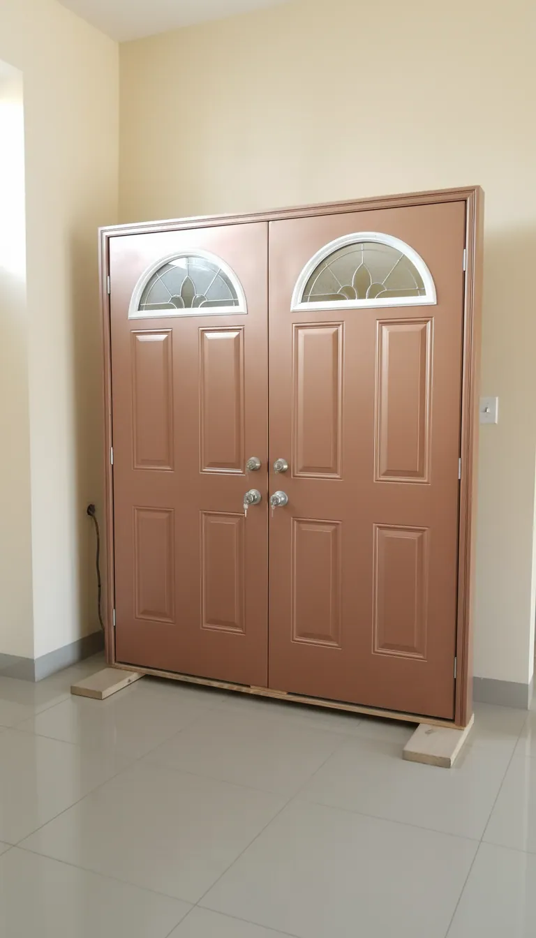 Porte Double Cuivrée à Verre Cintré