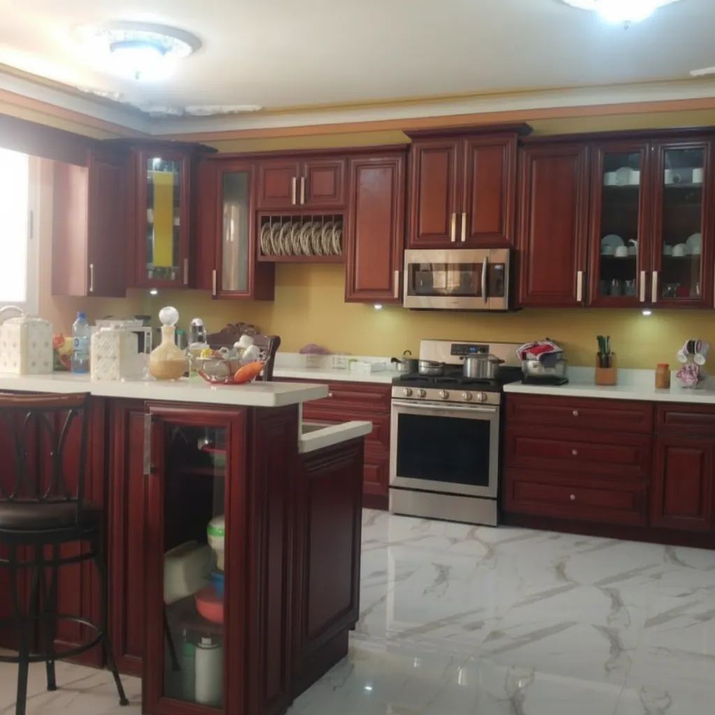 Cuisine Merisier et Quartz Blanc