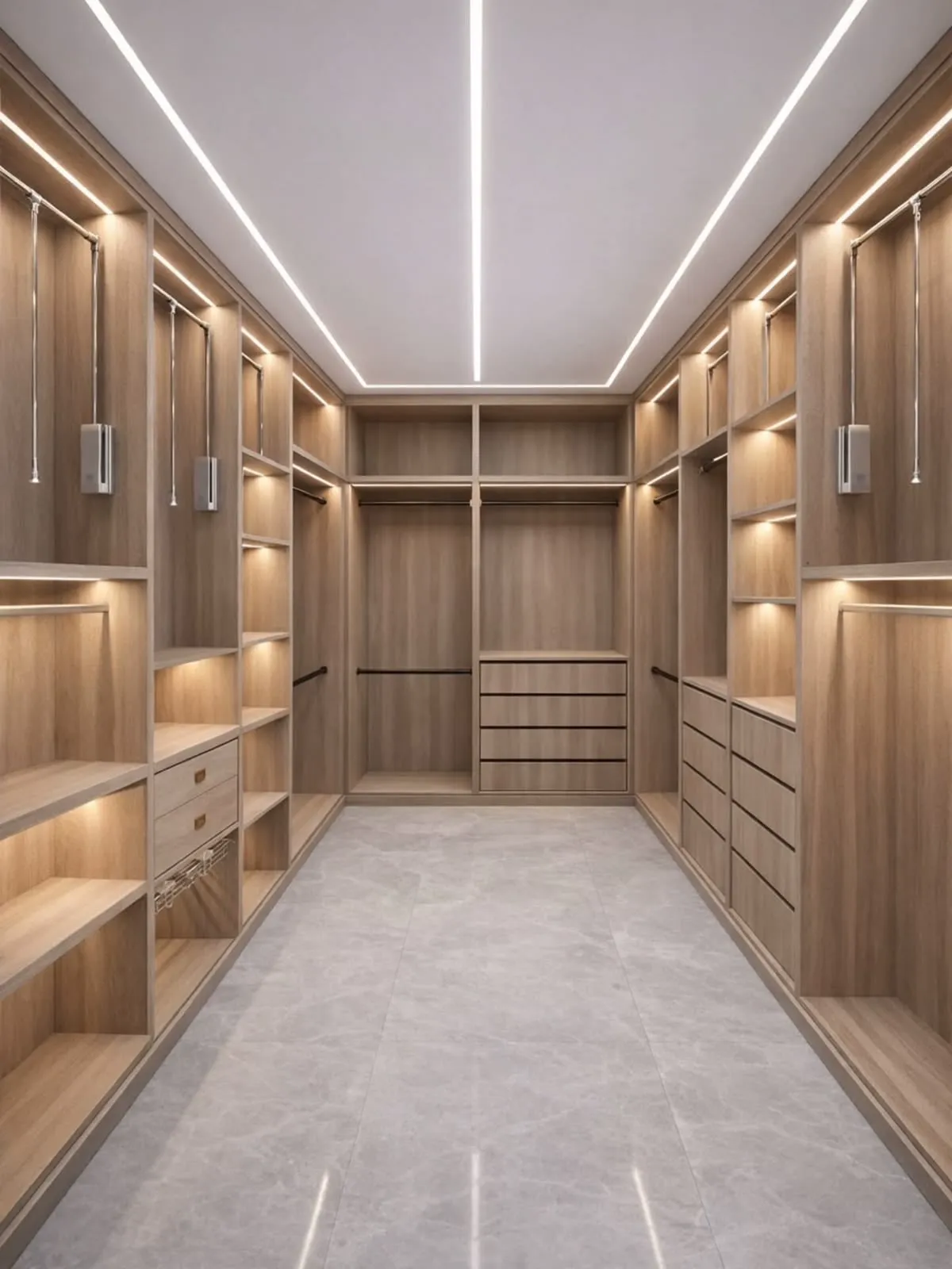 Dressing en Bois avec Éclairage Linéaire