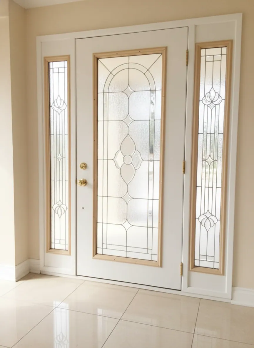 Porte Blanche à Vitrail Cintré
